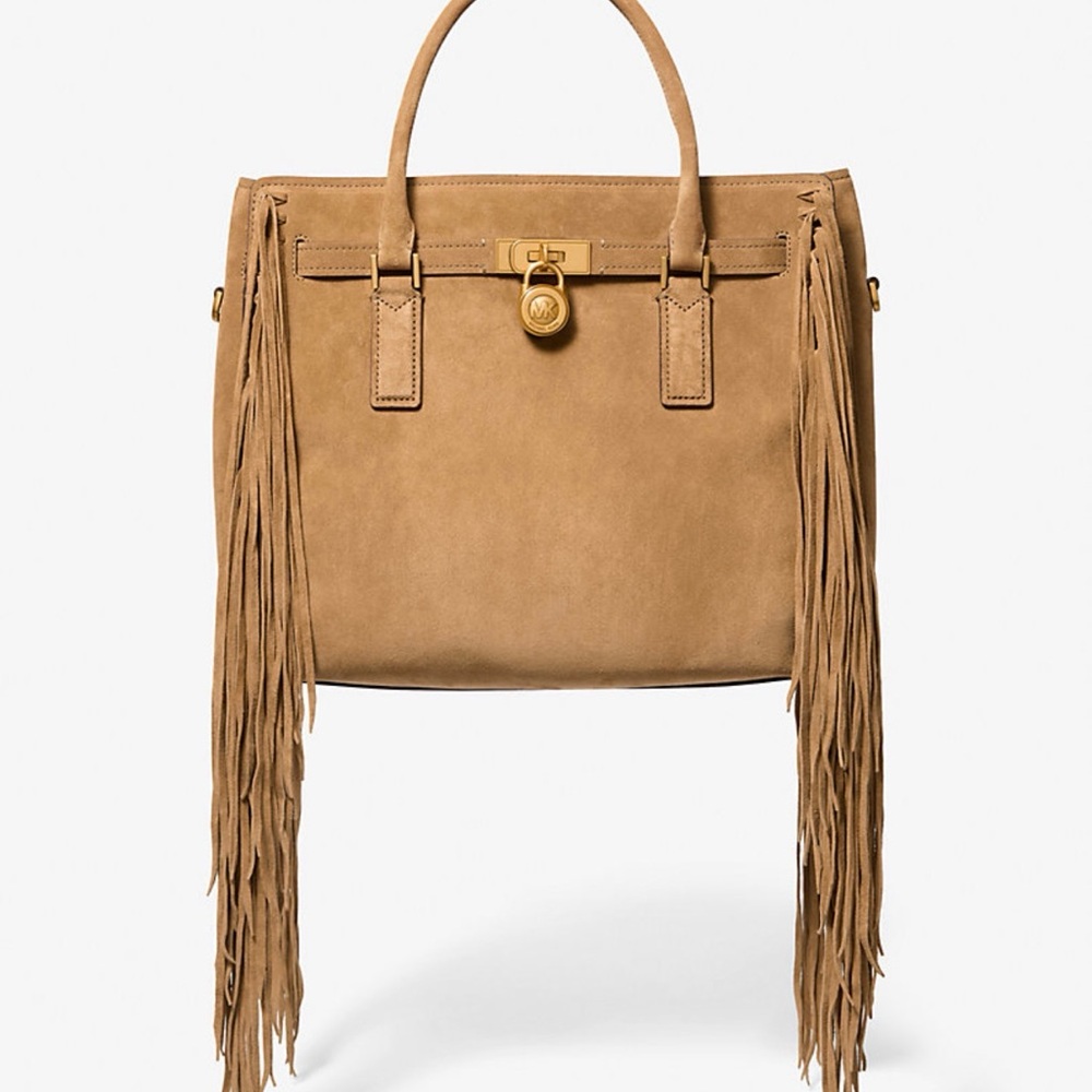 MICHAEL KORS NEW with tags Suede Fringe Tote in Tan - Picture 3 of 4